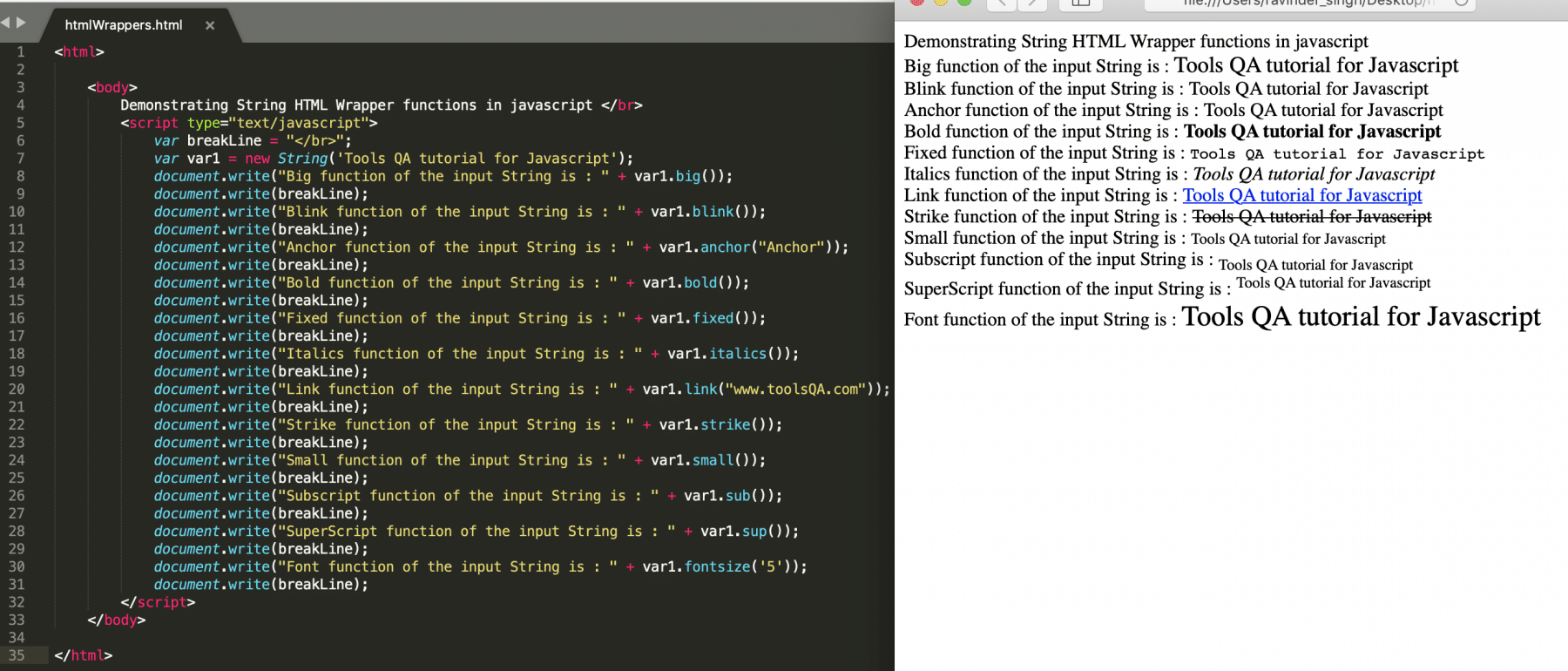 What is a String in JavaScript and different operations on JavaScript String